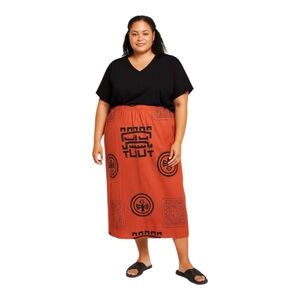 NEW Ashro Rust & Black Maxi Skirt Tribal Print Drawstring Size XXXL